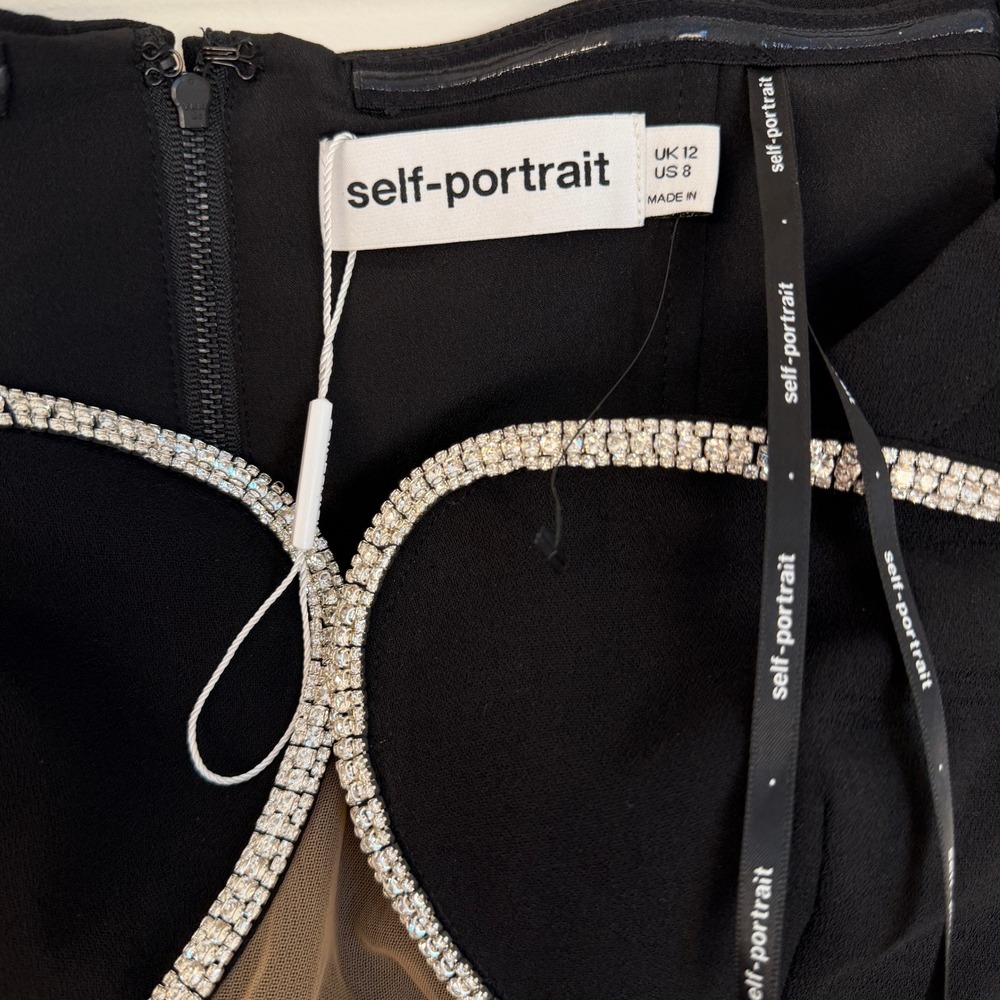Self Portrait Off Shoulder Crystal Embellished‎ Top Revolve NWOT Women 8 Black - Picture 3 of 12